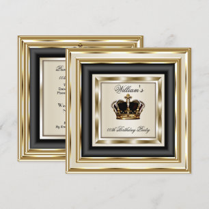 Cream Gold Silber Geburtstag Prinz Königin 2 Einladung