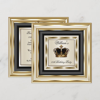 Cream Gold Silver Birthday Prince King Queen 2 Einladung