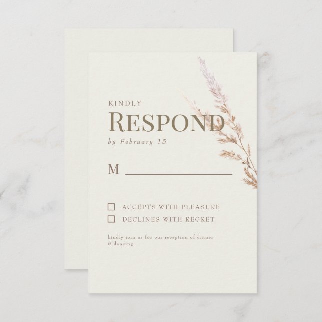 Cream Gold Text Boho Wedding RSVP (Vorne/Hinten)