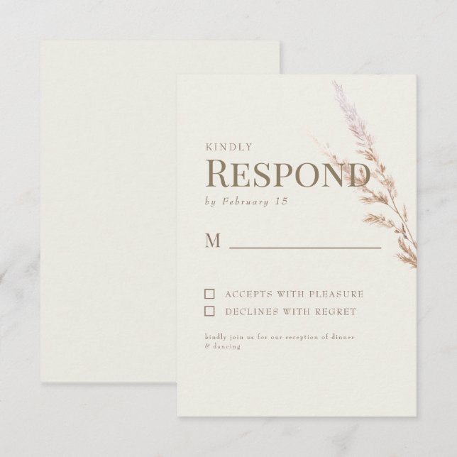 Cream Gold Text Boho Wedding RSVP Karte (Vorne/Hinten)