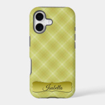 Cream Gold Yellow Tartan iPhone X Case