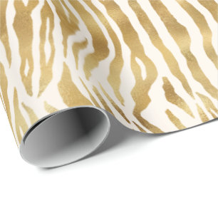 Cream Gold Zebra Print      Geschenkpapier