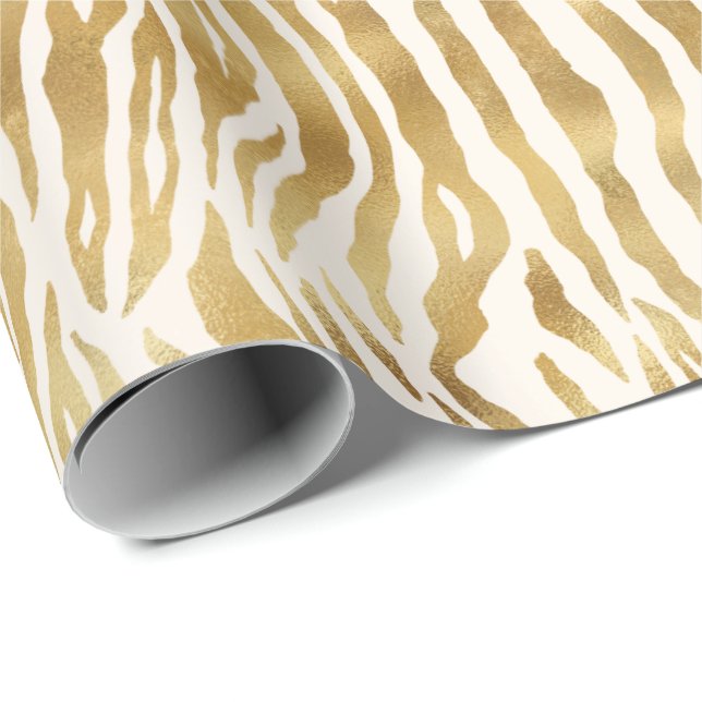 Cream Gold Zebra Print      Geschenkpapier (Rolleneckpunkt)