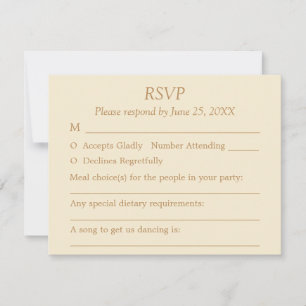 Cream Golden Beige Guest Choices Wedding RSVP Card