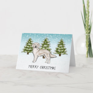 Cream Golden Retriever Blue Winter Frohe Weihnacht Karte