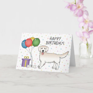 Cream Golden Retriever Cartoon Hund Happy Birthday Karte
