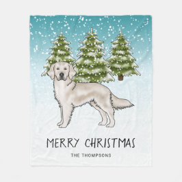 Cream Golden Retriever Dog Blue Snowy Weihnachten Fleecedecke