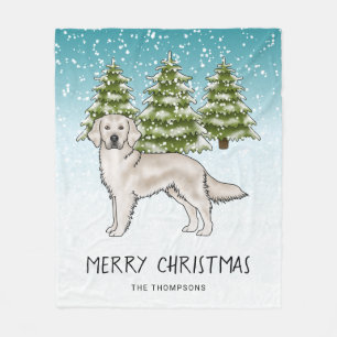 Cream Golden Retriever Dog Blue Snowy Weihnachten Fleecedecke