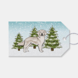 Cream Golden Retriever Dog Blue Snowy Weihnachten Geschenkanhänger