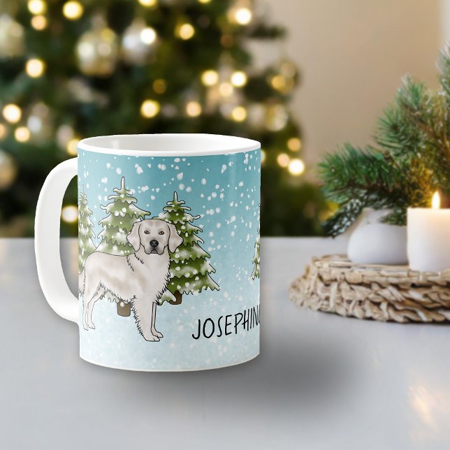 Cream Golden Retriever Dog Weihnachts-Individuelle Kaffeetasse (Von Creator hochgeladen)