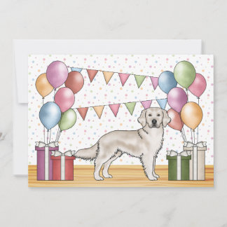 Cream Golden Retriever Hund farbenfroh Geburtstag Einladung