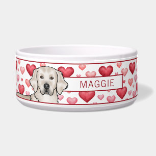 Cream Golden Retriever mit Herzen und individuelle Napf