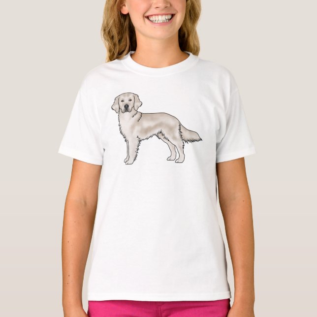 Cream Golden Retriever Niedlicher Cartoon Hunde Ku T-Shirt (Vorderseite)