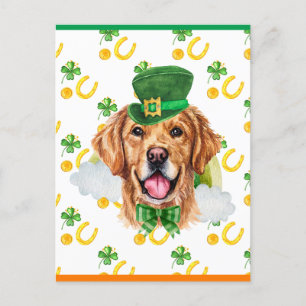 Cream Golden Retriever Shamrock St. Patricks Day Feiertagspostkarte