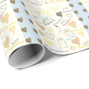 Cream Graffiti Style Duschgeschenk Wrap Geschenkpapier