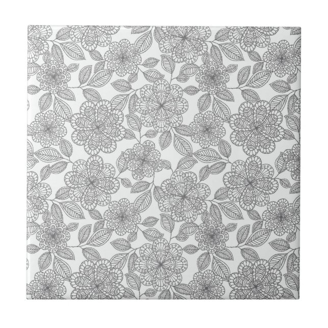 CREAM-GRAY-FLORAL FLIESE (Vorderseite)