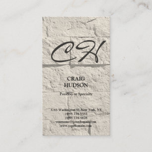 Cream Gray Monogram Wall Brick Business Card Visitenkarte