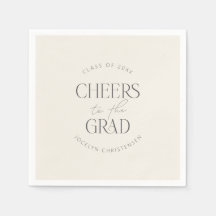 Cream Gray Personalized Cheers Grad Party