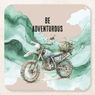 Cream Green Motorrad-Abenteuer Rechteckiger Pappuntersetzer