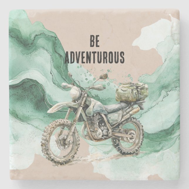 Cream Green Motorrad-Abenteuer Steinuntersetzer (Vorderseite)