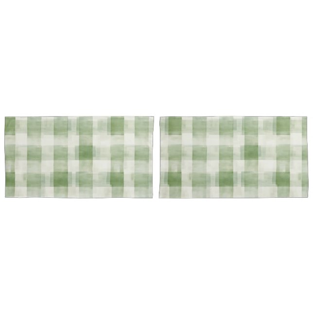 Cream Green Plaid   Kissenbezug (Vorderseite-Set)