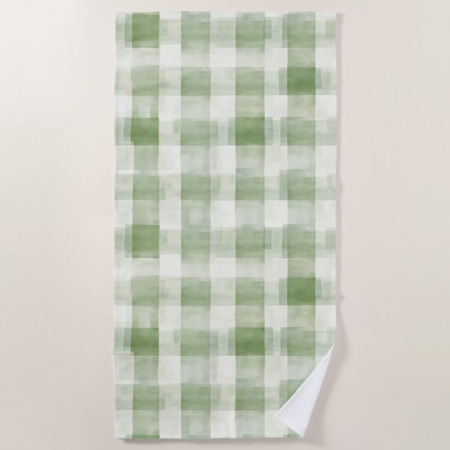 Cream Green Plaid   Strandtuch (Vorderseite)