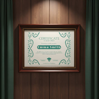 Cream & Green Vine Border Leistungszertifikat