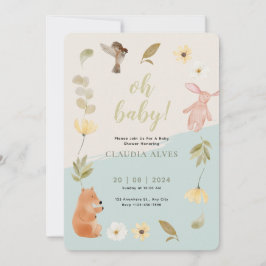 Cream Green Watercolor Baby Dusche Honorierung Einladung