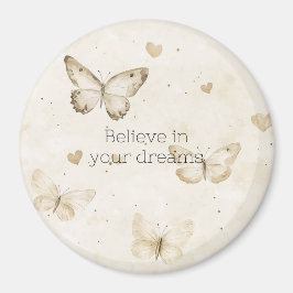 Cream Hearts Butterflies Christmas Magnet