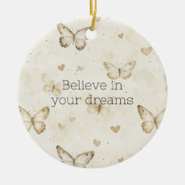 Cream Hearts Butterflies Weihnachten Keramik Ornament