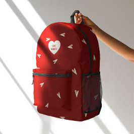 Cream Hearts on Burgundy - Minimal Valentine Bedruckter Rucksack