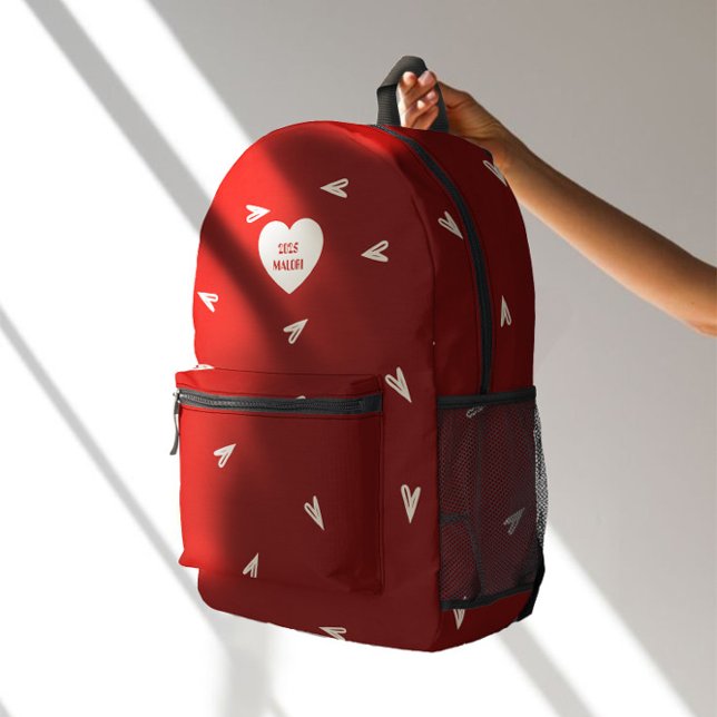 Cream Hearts on Burgundy - Minimal Valentine  Bedruckter Rucksack (Von Creator hochgeladen)