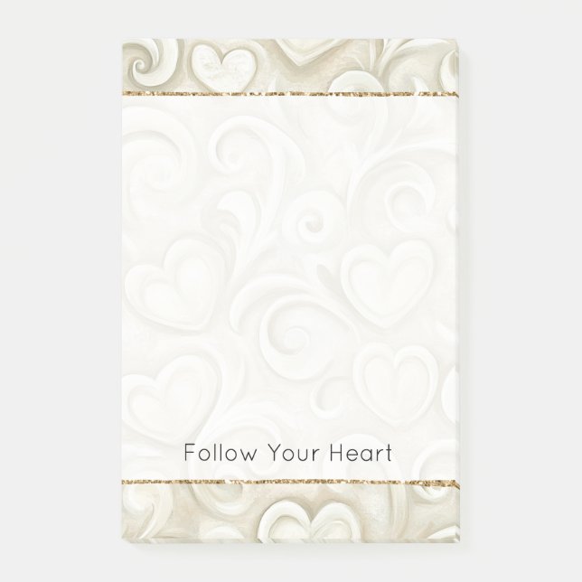 Cream Hearts Post-it Klebezettel (Vorderseite)