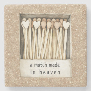Cream Hearts Traumpaar Gold Glitter Steinuntersetzer