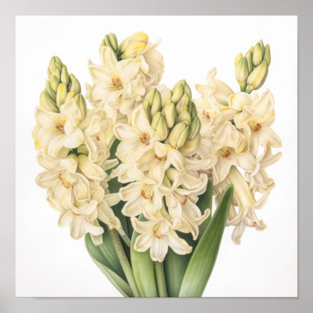 Cream Hyacinth Blume Art Print Poster (Vorne)