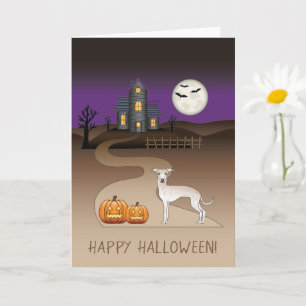 Cream Iggy Süßer Hund und Halloween Spukhaus Karte