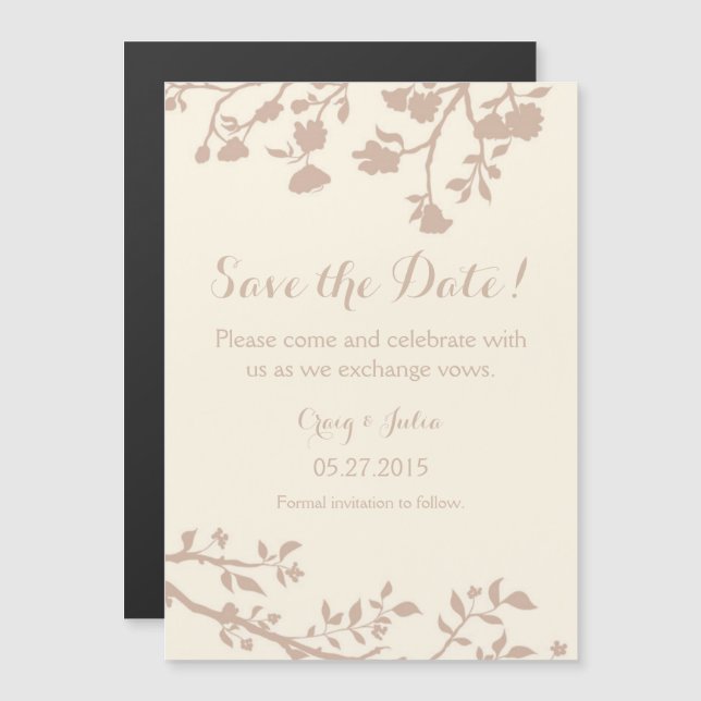 Cream Ivory Beige Blume speichern das Date Magnet (Vorne/Hinten)