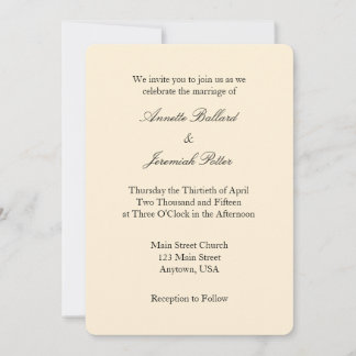 Cream Ivory Black Schlicht Simple Wedding Einladun Einladung