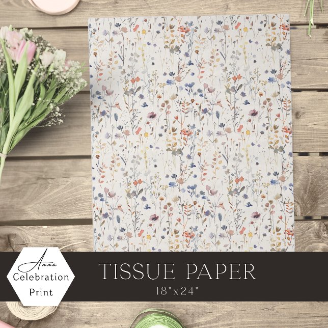 Cream Ivory Boho Watercolor Wildflower Seidenpapier (Von Creator hochgeladen)