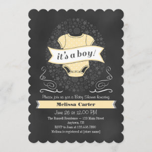 Cream Ivory Chalkboard Boy Baby Dusche einladen Einladung