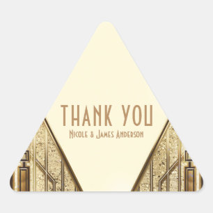 Cream Ivory Gold 20's Art Deco Gatsby Glam Wedding Dreieckiger Aufkleber