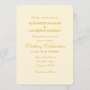 Cream Ivory Gold Schlicht Simple Wedding Einladung