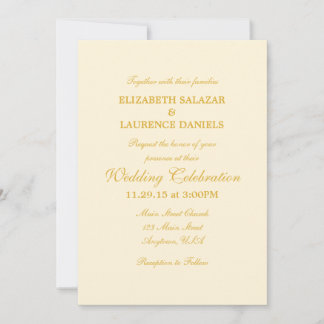 Cream Ivory Gold Schlicht Simple Wedding Einladung