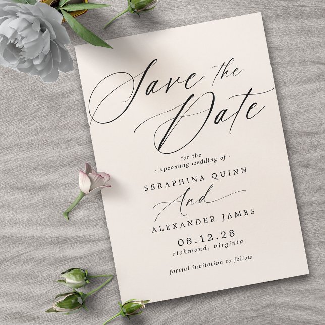 Cream Ivory | Neutrale Farbformatypografie Save The Date (Von Creator hochgeladen)