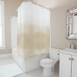 Cream Khaki White Ombre Wasserfarbe Duschvorhang