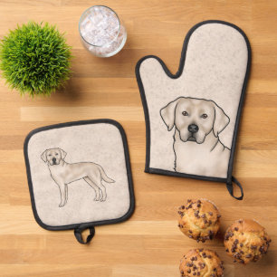 Cream Labrador Retriever Cartoon Labrador Dog Art Ofenhandschuh & Topflappen-Set
