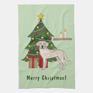 Cream Labrador Retriever Dog mit Weihnachtsbaum Geschirrtuch