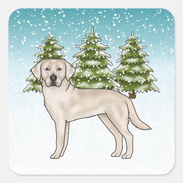 Cream Labrador Retriever Labrador Dog Blue Christm Quadratischer Aufkleber (Vorderseite)