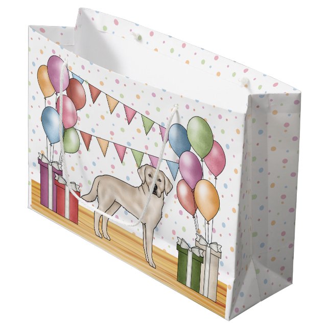 Cream Labrador Retriever Labrador Hund farbenfroh  Große Geschenktüte (Vorderseite Schrägansicht)