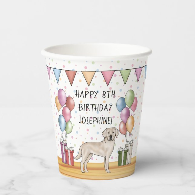 Cream Labrador Retriever Labrador Hund farbenfroh  Pappbecher (Vorderseite)